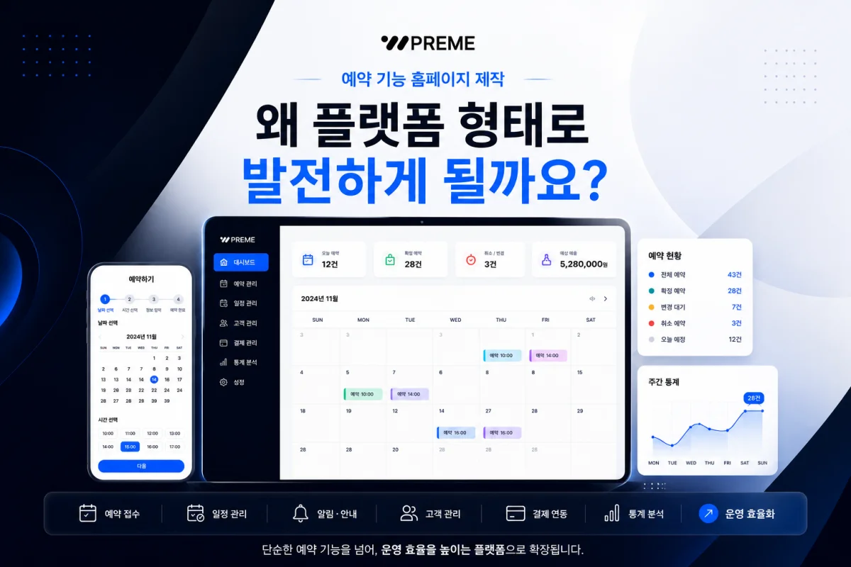예약 기능 홈페이지 제작, 왜 플랫폼 형태로 발전하게 될까요?