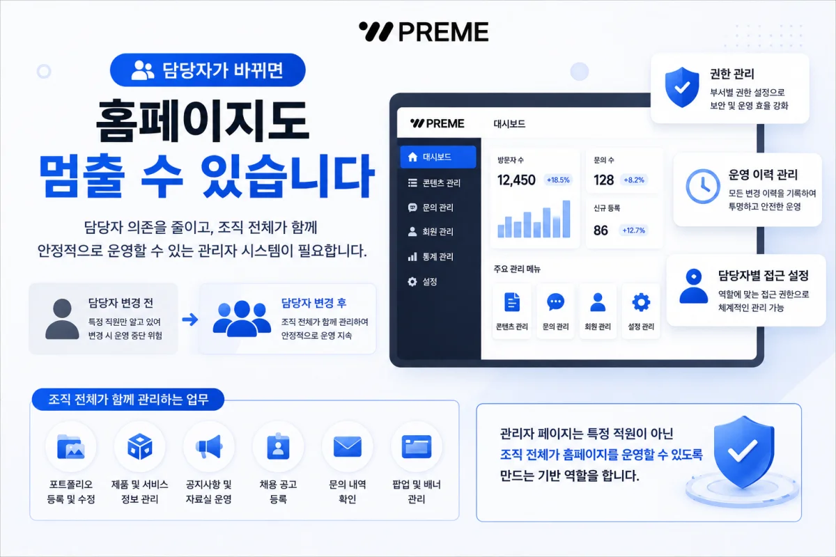 담당자가 바뀌면 홈페이지도 멈출 수 있습니다