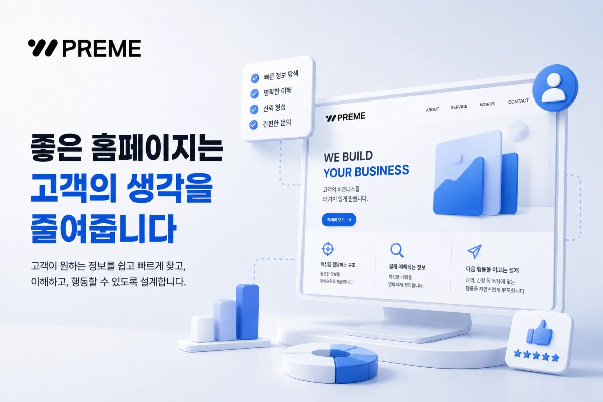 좋은 홈페이지는 고객의 생각을 줄여줍니다