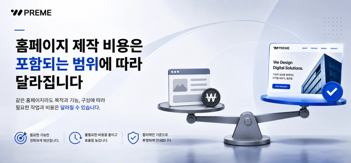 홈페이지 제작 비용은 포함되는 범위에 따라 달라집니다