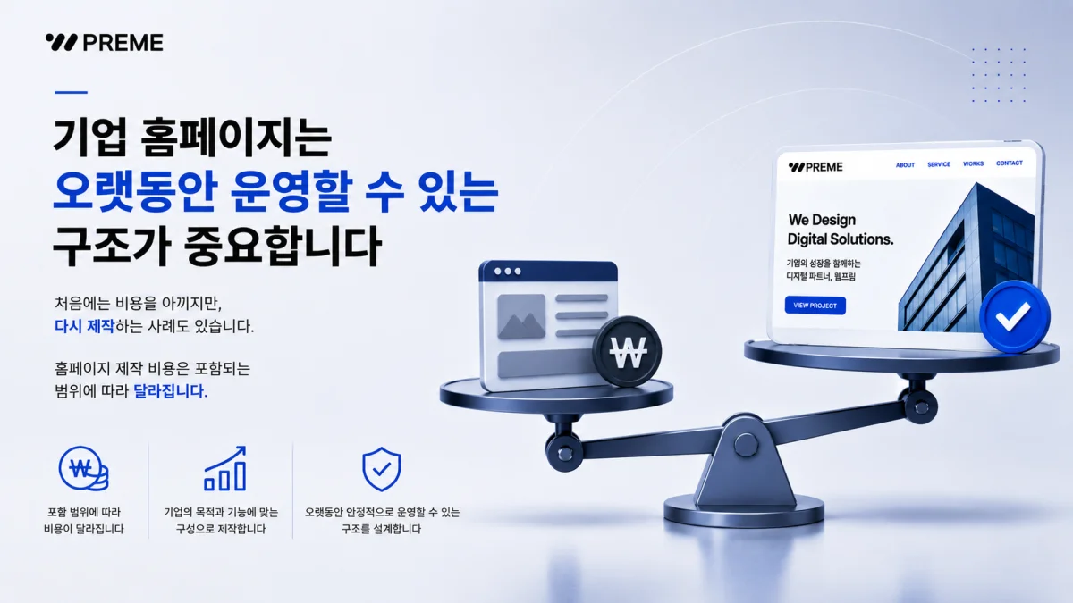 기업 홈페이지는 오랫동안 운영할 수 있는 구조가 중요합니다