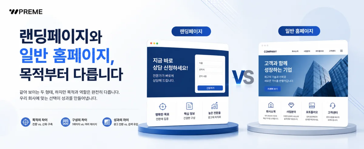 랜딩페이지와 일반 홈페이지, 목적부터 다릅니다