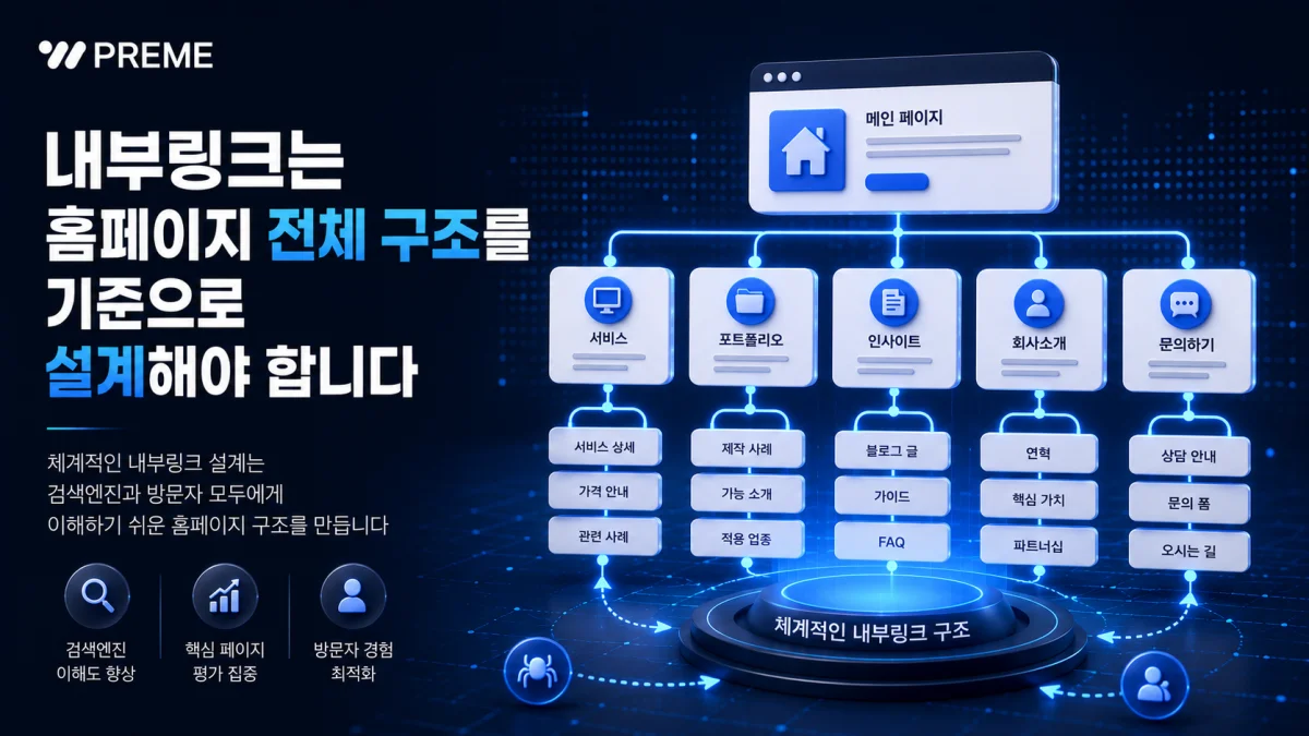 내부링크는 홈페이지 전체 구조를 기준으로 설계해야 합니다