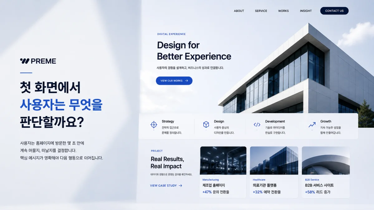 첫 화면에서 사용자는 무엇을 판단할까요?