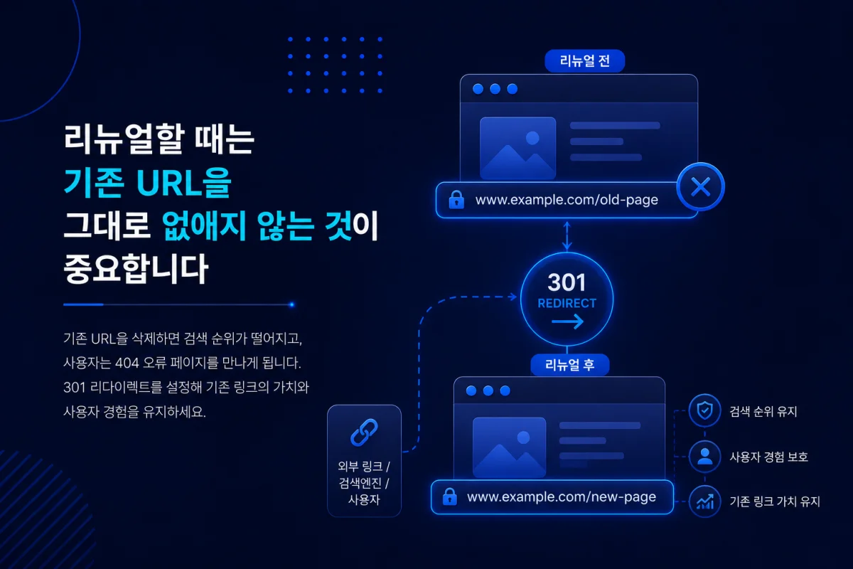 리뉴얼할 때는 기존 URL을 그대로 없애지 않는 것이 중요합니다