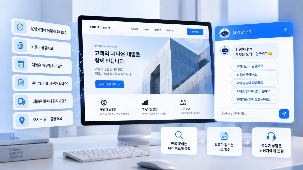 반복 문의가 많은 홈페이지라면 활용도가 높아질 수 있습니다