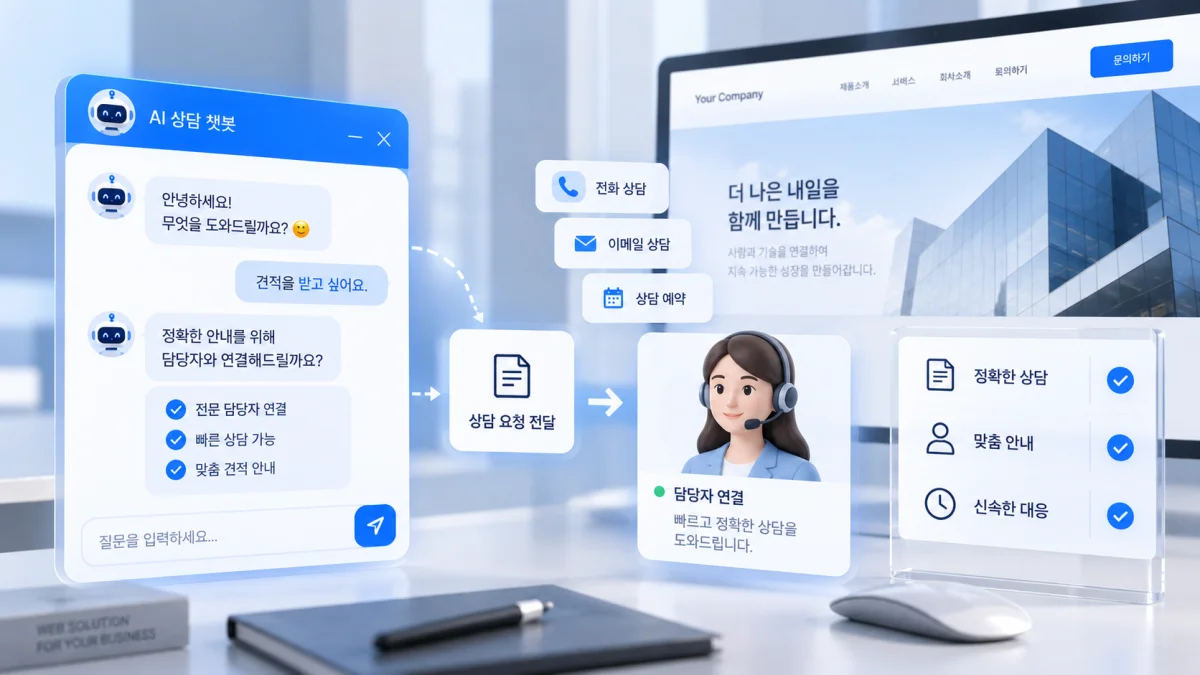 복잡한 상담은 담당자에게 자연스럽게 넘길 수 있어야 합니다