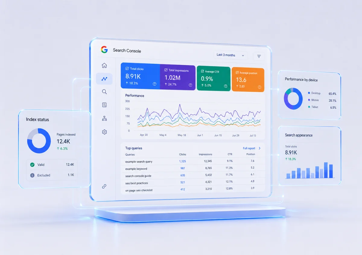 Google Search Console 검색 성과 분석 화면
