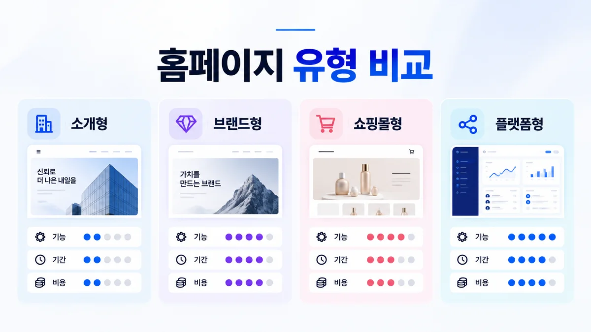 기업 홈페이지 제작 유형과 기능 비용 비교