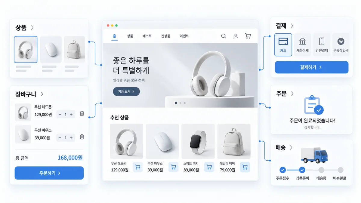 쇼핑몰형 홈페이지 상품 결제 주문 기능