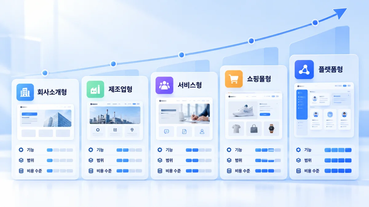 홈페이지 유형별 제작 범위와 비용 수준