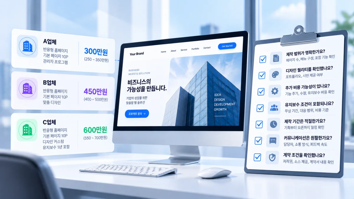홈페이지 외주 견적 비교 체크리스트