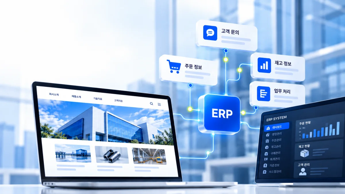 기업 홈페이지와 ERP 시스템 연동을 통한 업무 자동화