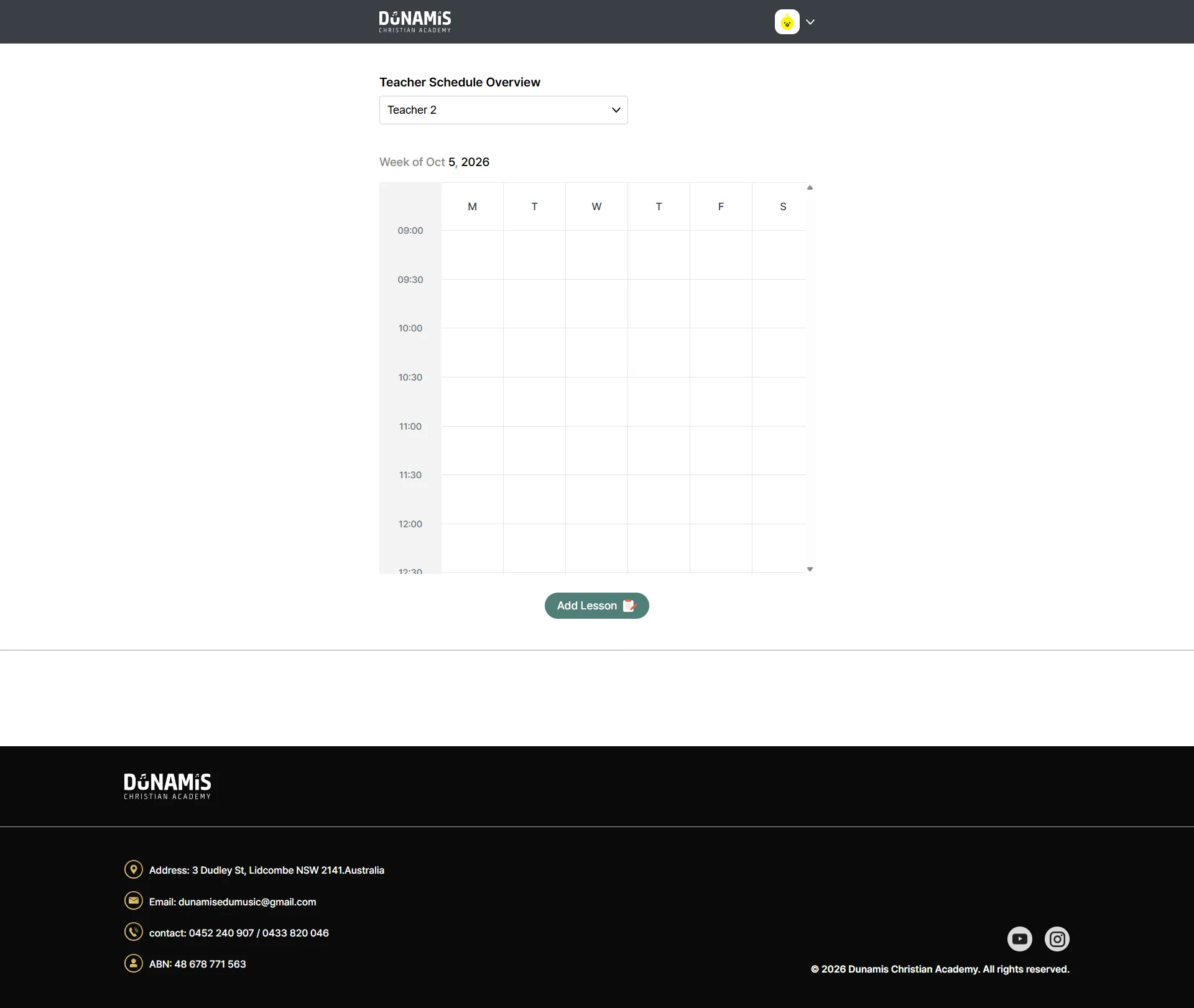 Dunamis Music Academy 레슨 예약 시스템 서브 디자인1